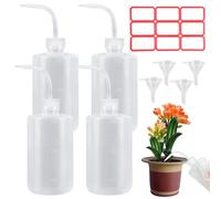 Kigift 4 PCS Safety Wash Bottle, 500ml Tattoo Wash Bottles with Scale Labels, Plastic Lab Squeeze Bottle, Wash Bottles with 4 Funnels and 1 Sticker for Plant Watering, Labware, Gardening