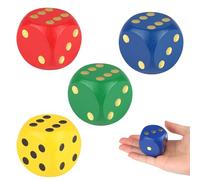 Kigift 4 Pieces Large Dice, Round Edge Giant Dice, Colorful Big Dice, Extra Large Wooden Dice for Family Games, School Games, Educational Toys (Red, Green, Blue, Yellow)