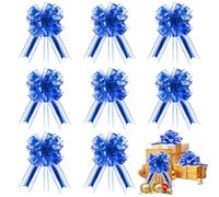 Kigift 8 PCS Large Pull Bows, 7.8 x 15.6in Blue Big Bow for Present, Wedding Bows for Cars, Car Wedding Decorations for Hampers,Bouquet Boxes, Floristry, Birthday, Valentine's Day, Wedding
