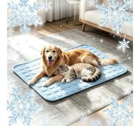 KIGKYO 2026 Dog Cooling Mat, Self-Cooling in Summer, Self-Cooling Mat for Cats, Washable, Non-Slip, Portable, Ultra Thin Cooling Mat for Pets for Home, Car, Travel, Blue: M: 50 x 65 cm