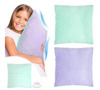 Kigley 2 Pack Vibrating Pillow Sensory Pillow for Kids Adults Pressure Activated 12 x 12 Massage with Textured Stimulation Bumps for Relieve Pain Stress Autistic Christmas Party Gifts(Violet, Teal)