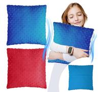 Kigley 2 Pack Vibrating Pillow Sensory Pillow for Kids Pressure Activated 12 x 12 Massage with Textured Stimulation Bumps for Relieve Pain Stress Autistic Children Adults Gifts(Red,Blue)