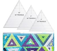 Kigley 3 Pcs 60 Degree Triangle Ruler for Quilting 8 9 10 Inch Acrylic Template Rulers Quilting Sewing Layer Cake Patchwork Supplies for Cutting Pattern DIY Craft(Clear)