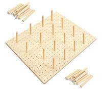 Kigley 3 Pcs Wood Pegboard Drawer Organizer with 32 Pegs Wooden Peg Board Drawer Shelf Organizer Adjustable Peg System for Dishes Plate Pot Container Cookware Utensil Kitchen(20.98 x 5.91 in)