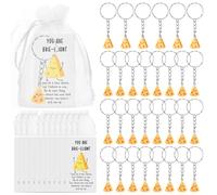 Kigley 30 Sets Inspirational Cheese Keychain Bulk Mini Positive Cheese Gifts Resin Cute Realistic with Funny Card Organza Bag Emotional Support for Employee Coworkers Back to School Teacher Team Gift