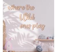 Kigley 5 Pcs Playroom Wall Decor 15.4" x 18" 3D Where The Wild Ones Play Nursery Sign Wooden Wall Art Decoration for Kids Toddler Room Decor Boys and Girls Kindergarten Bedroom Word Sign (Black)