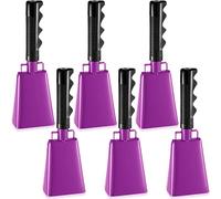 Kigley 6 Pack Cow Bells Bulk, Metal Cowbells Noise Maker with Handle, Cheering Bells for Graduation Solid School Bell Cowbell School Hand Bells for Sporting Event Football Game (3 x 2 x 9 Inch)
