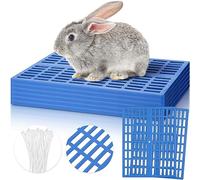 Kigley 6 Pcs Plastic Rabbit Cage Mat Rabbit Floor Mat Foot Resting Pad, Pads for Small Animal Rat Hamster Guinea Pig Chinchilla, Mats Feet Pads for Bunny Dogs Cats Pet, 13 x 9.7 x 0.3 inch, Blue