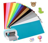 Kigniote 15 Sheet 12" x 5.5" Iron On for Cricut Joy, HTV Vinyl for T-Shirts Hats Leathers DIY, 15 Glossy Colours Iron on Vinyl via Heat Press Machine & Craft Cutter Machine, Easy to Cut & Weed