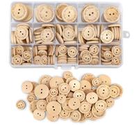Kigniote 150 PCS Wooden Buttons Handmade with Love 15 mm 20 mm 25 mm Buttons for Baby Cardigans Natural Wooden Buttons Round for Knitting Sewing DIY Crafts Decorations