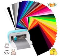 Kigniote 40 Sheet 12" x 5.5" Iron On for Cricut Joy, HTV Vinyl for T-Shirts Hats Leathers DIY, 37 Glossy Colours Iron on Vinyl via Heat Press Machine & Craft Cutter Machine, Easy to Cut & Weed