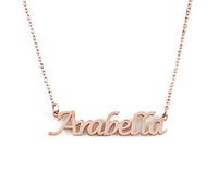 Kigu Arabella Personalised Name Necklace - Custom Jewellery - Adjustable Chain - 18ct Rose Gold Plated - Incl Box & Bag