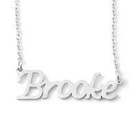 Kigu Brooke Personalised Name - Silver Tone Necklace - Adjustable Chain 16" - 19" - Incl Gift Packaging