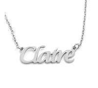 Kigu Claire Personalised Name Necklace - Custom Jewellery - Adjustable Chain - Silver Tone - Incl Box & Bag