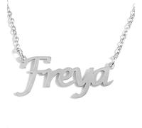 Kigu Freya Personalised Name Necklace - Custom Jewellery - Adjustable Chain - Silver Tone - Incl Gift Packaging