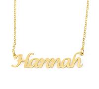 Kigu Hannah Personalised Name - 18ct Gold Plated Necklace - Adjustable Chain 16" - 19" - Incl Gift Packaging