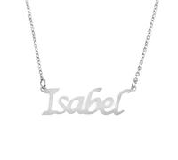 Kigu Isabel Personalised Name Necklace - Adjustable Chain - Silver Tone - Incl Box & Bag