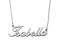 Kigu Isabella Personalised Name Necklace - 18ct Silver Tone Plated - Custom Jewellery - In ift Packaging