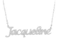 Kigu Jacqueline Personalised Name Necklace Adjustable Chain - Silver Tone - Incl Gift Packaging
