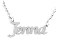 Kigu Jenna Personalised Name Necklace Adjustable Chain - Silver Tone - Incl Packaging