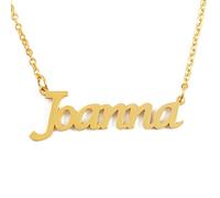 Kigu Joanna Name Necklace Personalised 18ct Gold Plated, Custom Dainty Name Pendants, Jewellery for Ladies, Girlfriend, Mother, Sister, Friends Inc Bag & Box