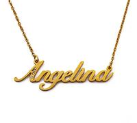 Kigu Name Necklace Angelina - Gold Tone - Custom Name Necklace - Personalised Jewellery for Ladies- Customised Jewellery for Girls- Custom Pendant Angelina