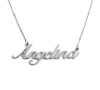 Kigu Name Necklace Angelina - Silver Tone - Custom Name Necklace - Personalised Jewellery for Ladies- Customised Jewellery for Girls- Custom Pendant Angelina