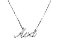 Kigu Name Necklace Ava - Silver Tone - Custom Name Necklace - Personalised Jewellery for Ladies- Customised Jewellery for Girls- Custom Pendant Ava