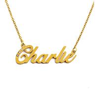 Kigu Name Necklace Charlie - Gold Tone - Custom Name Necklace - Personalised Jewellery for Ladies- Customised Jewellery for Girls- Custom Pendant Charlie