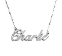 Kigu Name Necklace Charlie - Silver Tone - Custom Name Necklace - Personalised Jewellery for Ladies- Customised Jewellery for Girls- Custom Pendant Charlie