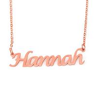 Kigu Name Necklace Hannah - Rose Gold Plated Necklace - Personalised Name Necklace - Custom Name Necklace Hannah -Personalised Jewellery for Girls, Name Pendant