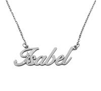 Kigu Name Necklace Isabel - Silver Tone - Custom Name Necklace - Personalised Jewellery for Ladies- Customised Jewellery for Girls- Custom Pendant Isabel