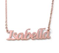 Kigu Name Necklace Isabella - Rose Gold Plated Necklace -Personalised Name Necklace-customised Jewellery-Name Pendant Isabella -Adjustable Chain 16" - 19"