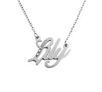 Kigu Name Necklace Lily - Silver Tone - Custom Name Necklace - Personalised Jewellery for Ladies- Customised Jewellery for Girls- Custom Pendant Lily