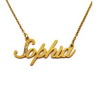 Kigu Name Necklace Sophia - Gold Tone - Custom Name Necklace - Personalised Jewellery for Ladies- Customised Jewellery for Girls- Custom Pendant Sophia