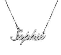 Kigu Name Necklace Sophie - Silver Tone - Custom Name Necklace - Personalised Jewellery for Ladies- Customised Jewellery for Girls- Custom Pendant Sophie