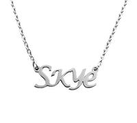 Kigu Skye Personalised Name Necklace -Silver Tone - Custom Dainty Name Pendants, Jewellery for Ladies, Girlfriend, Mother, Sister, Friends