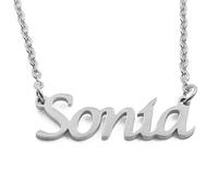 Kigu Sonia Personalised Name Necklace Adjustable Chain - Silver Tone - Custom Jewellery - Incl Gift Packaging