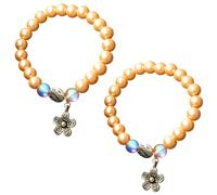 KIH Natural Pearl Bracelet Precious Bead Chain Handmade Round Beads Flower Charm Peach For Men & Women