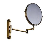 Kihappy 360° Swivel Extendable Bathroom Two-Sided Wall Mount Magnification Mirror (Brass, 8'', 3x Magnify)