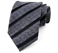 Kihatwin Men's Trendy Striped Ties Patterned Formal Business College Daily Woven Neckties, Grey Black, One size