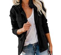 KIHFSODN Womens Cargo Jackets Outdoor Military Combat Cotton Casual Work Utility Safety Anorak Field Safari Parka Jacket Multi-Pocket Lightweight Practical Fall Transitional Jackets(Black,S)