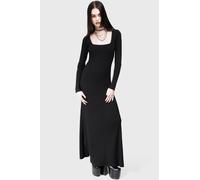 Kihilist Dark Glyph Maxi Dress Womens Black Boat Neck Goth Alternative
