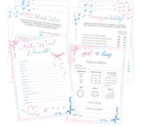 Kihraw Baby Gender Reveal Games for Guests - 4 Funny Baby Shower Games, Boy Or Girl Gender Reveal Prediction Cards, Old Wives Tales,50 Double-Sided Cards & 1 Play Rules
