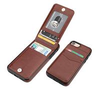 KIHUWEY for iPhone SE iPhone 7/8 Case Wallet with Credit Card Holder, Premium Leather Magnetic Clasp Kickstand Heavy Duty Protective Cover for iPhone 7/8/SE 4.7 Inch(Brown)