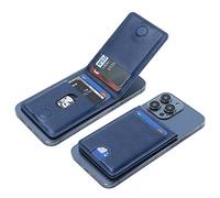 KIHUWEY MagSafe Wallet Card Holder with Magnetic Mag Safe Leather Removable Stand RFID Wallet for iPhone 15/14 Pro Max/14 Pro/14/14 Plus/13/12 Series, Not for iPhone 13/12 Mini (Blue)