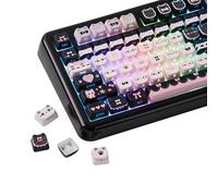 KiiBOOM Cute Cat Keycaps Set, Mao Profile, PBT/PC Keycap for MX Switches Mechanical Keyboard, Compatible with 60%, 65%, 75%, TKL, 96%, Full-sized Layout (Meow Bow)