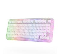KiiBoom Jade75 75% CNC+UV Resin Molding Mechanical Keyboard with RGB Backlits, BT5.0/USB-C/2.4GHz Wireless Gaming Keyboard, QMK&VIA Programmable, Hot-Swappable for Windows/Mac/Linux (White)