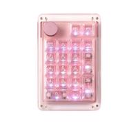 KiiBoom Phantom 21 Hot Swappable Crystal Acrylic Numpad, BT5.0/2.4GHz/USB-C Triple Mode NKRO Programmable Numeric Keypad with Knob, South-Facing RGB, 1900mAh Battery for Win/Mac (Pink)