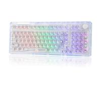 KiiBoom Phantom 98 Hot Swappable Crystal Gasket-Mounted Mechanical Keyboard, Triple Mode NKRO Gaming Keyboard with South-facing RGB, Clear Keycaps, 8000mAh Battery for Win/Mac (Clear)